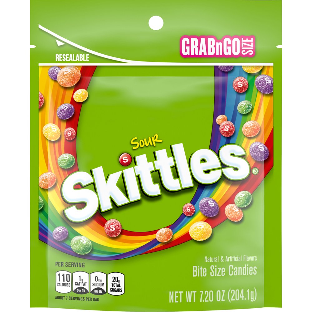 SKITTLES Sour Candy Grab N Go Bag, 7.2 ounce