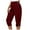 Wine, variant on Patlollav Womens Capris Casual Loose Soft Solid Color Mid Waist Thin Lace Up Pants