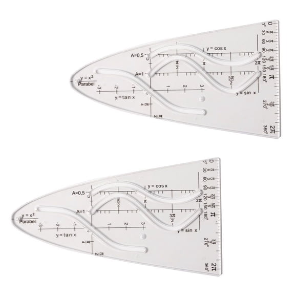 3-Piece Template for Sine, Cosine, Tangent - Ideal for Study & Work Parabolic Stencil Set