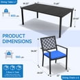 thumbnail image 4 of Vitarpatio 7 Piece Outdoor Patio Dining Set, Metal Outdoor Furniture Set with Rectangular Dining Table and 6 Chairs, All Weather Patio Table and Chairs Set for 6, Hollow Back Armchairs W/ Cushions, 4 of 12