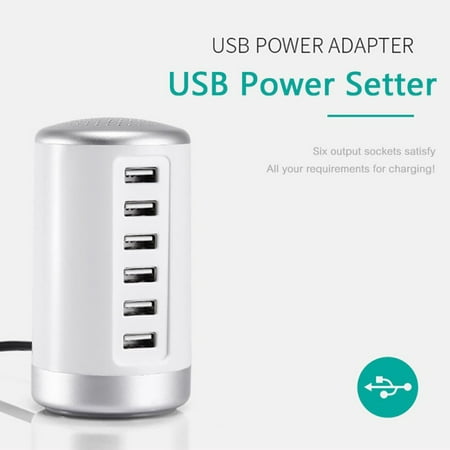 6 Port USB Desktop Charger, USB Charging Station Dock for Travel Charge for Smartphones, Tablets, Bluetooth Speakers, Headsets, Cameras,