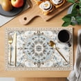 thumbnail image 2 of Boho Placemats Set of 8 Ethnic Aztec Southwest Neutral Aesthetic Motifs Place Mats Indoor Wipeable Table Mats Washable Cloth Dining Table Placemats for Kitchen Holiday Party Home Decor 13x19 Inch, 2 of 9