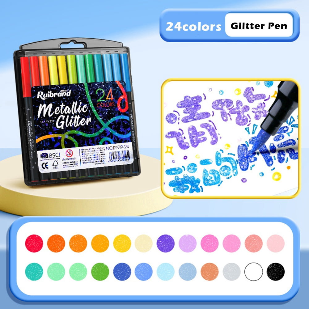 Flashy soft-head acrylic marker pen Multi-color 12/24/26/48/72 Colors Glitter Pen Soft Head Glitter Effect Art Marker Pen Flashing Pen DIY Drawing