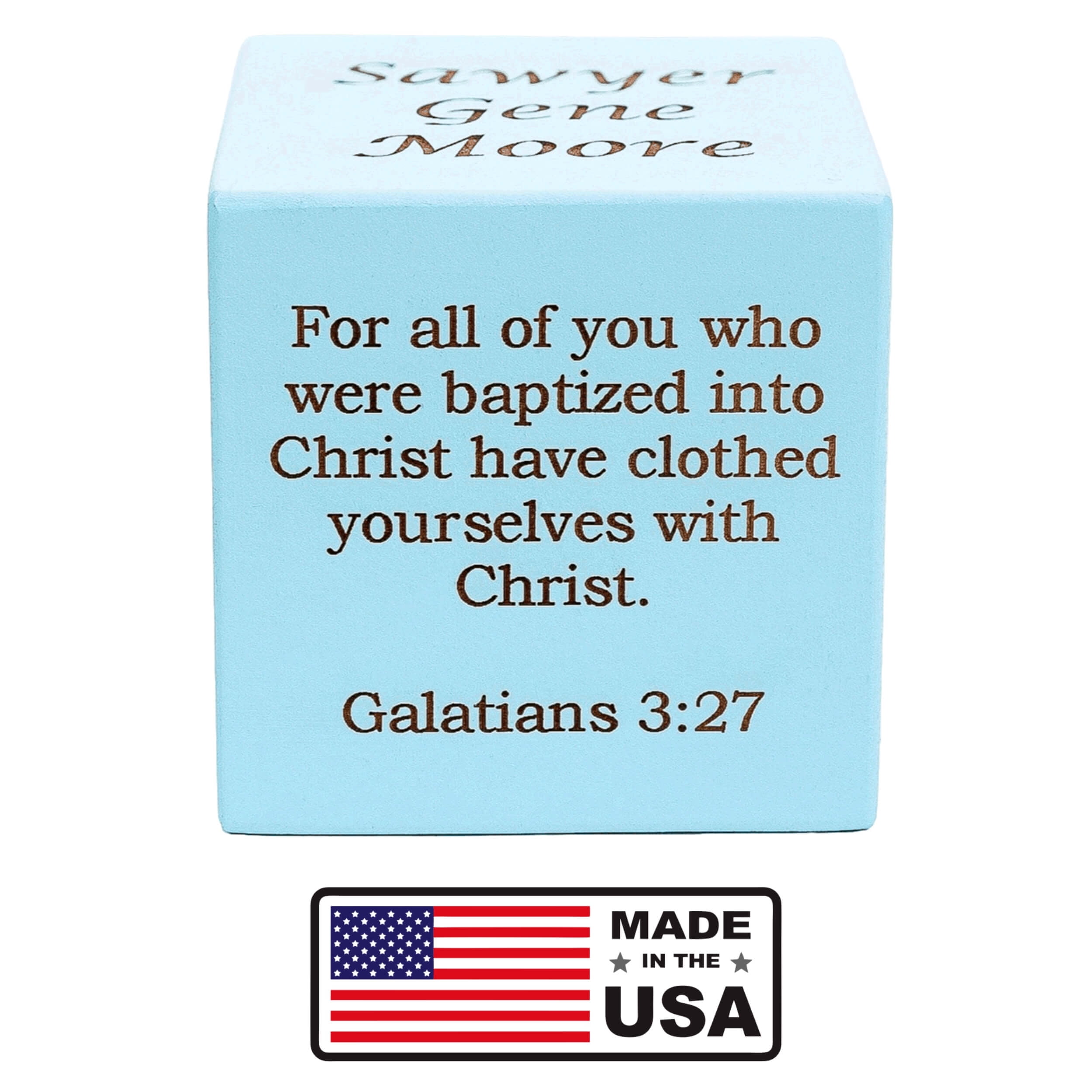 Palmetto Wood Shop Personalized Baby Baptism, Dedication, Christening Gift, Solid Wood Block