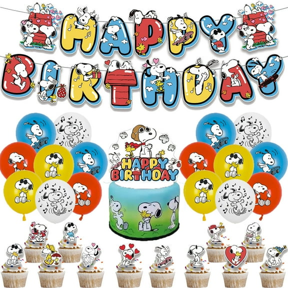 Dream Party Decor Snoopy Theme Birthday Party Supplies Set Balloon Banner Cake Toppers