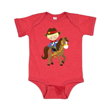 

Inktastic Cowboy Sheriff Horse Western Blond Hair Gift Baby Boy Bodysuit