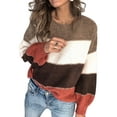 thumbnail image 2 of Women Casual Knitted Color Block Sweater Ladies Jumper Autumn Loose Colorful Striped Sweaters Pullovers Winter Fluffy Sweater, 2 of 6