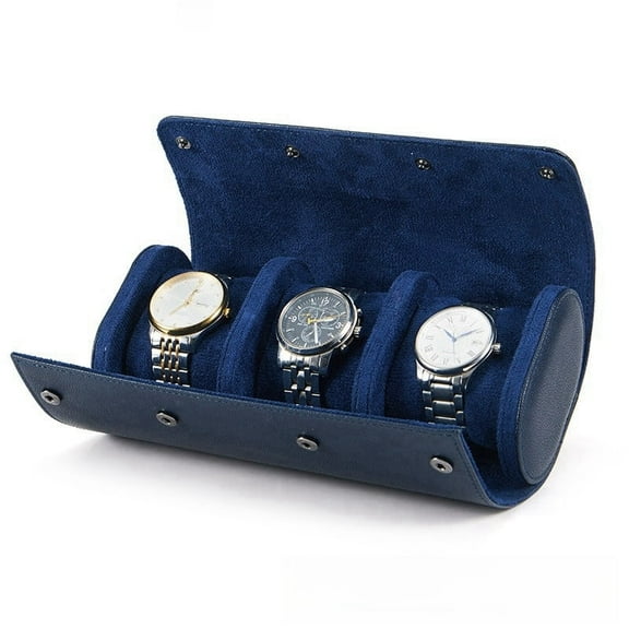 RBYENOU Watch Storage Box Portable Watch Case Blue PU Three-position Watch Box Dustproof and Drop-proof Mechanical Watch Box Travel Watch Bag Spot Can Be Customized for Business, Gift