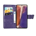 thumbnail image 4 of Allytech Galaxy Note 20 Case with Shiny Rhinestone, Shockproof PU Leather Retro 3D Butterfly Embossed Wallet Flip Case Magnetic Stand with Card Slot Folio Cover for Samsung Galaxy Note 20,Purple, 4 of 7