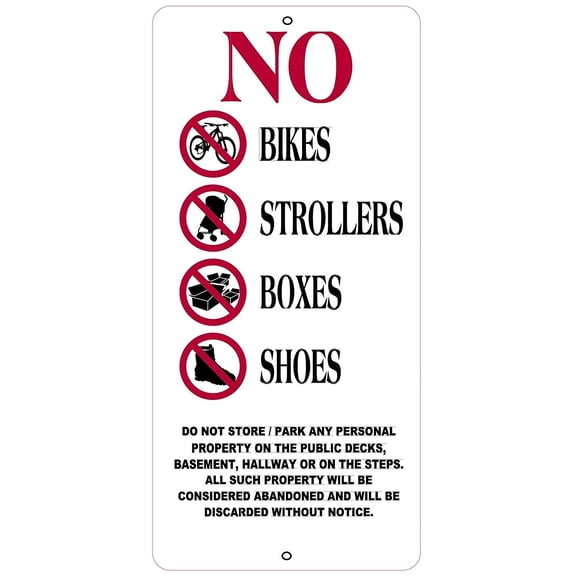 No Storage in hallway sign (Aluminium Sign, 12.6x6 Inch)