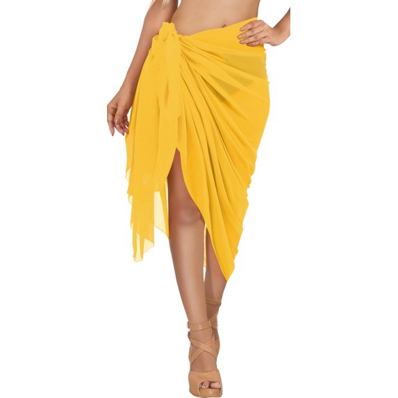 HAPPY BAY Women's Vacation Beach Sarong Wrap Slit Bottom One Size Yellow-H845
