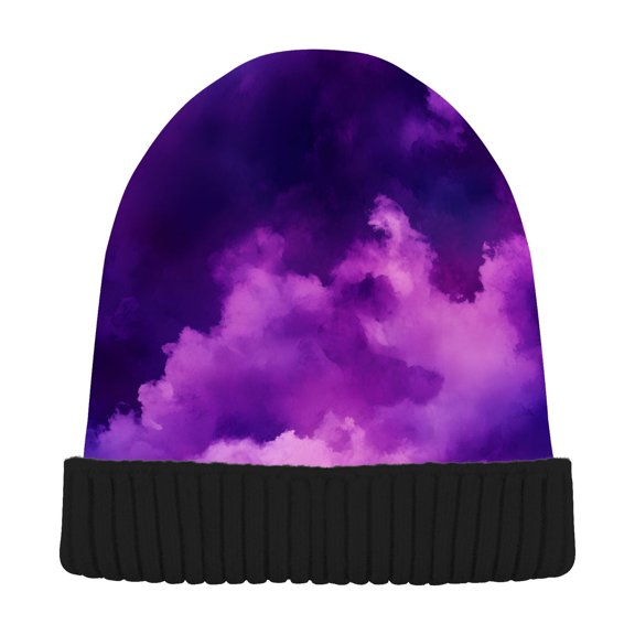 joogoo Purple Tie Dye Beanie Hats Cuffed Winter Warm Knit Thick Beanies