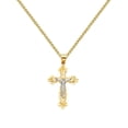 thumbnail image 1 of Precious Stars 14K Two-Tone Gold Decorative Crucifix Cross Unisex Pendant with 18" Chain Necklace, 1 of 6