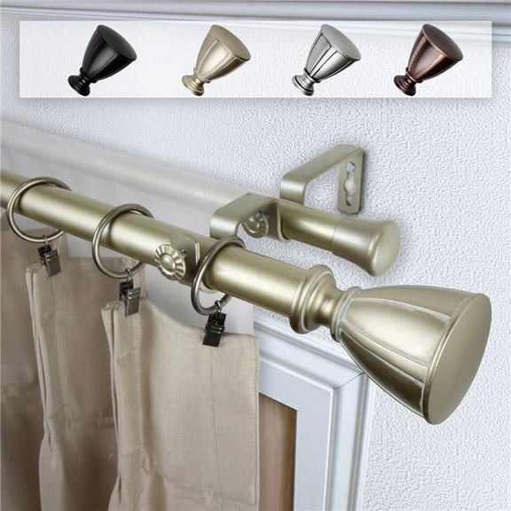 1 in. Dia. Maja Curtain Rod, Light Gold - 160-240 in.