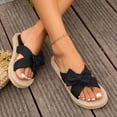 thumbnail image 6 of HomeDM Women's Flat Sandals Espadrilles Cross Strap Open Toe Slide Sandals Dressy Slip On Summer Beach Sandals, Black Size 9, 6 of 8
