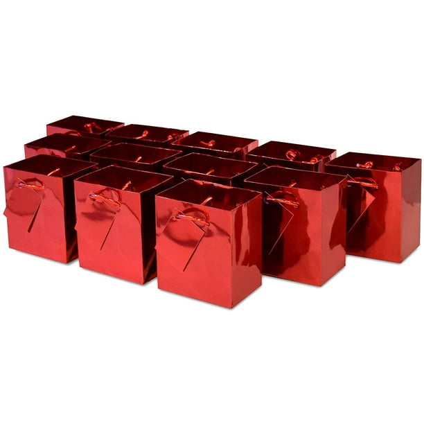 Download Extra Small Metallic Red Paper Gift Bags with Metallic Handles,Solid Patterns, Party Favor Bags ...