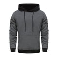 thumbnail image 3 of Men's Color Block Hoodie Pullover Winter Warm Comfortable Thread Drawstring Casual Streetwear Sweatshirt, 3 of 8
