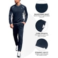thumbnail image 6 of Men's 2Pc V Neck Tracksuit, 4 Way Stretch Reflective for Gym Running Navy Light Gray M, 6 of 8