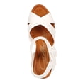 thumbnail image 4 of Cathy Din CF37 Women Leatherette Cross Band Ankle Strap Wooden Platform Chunky Heel Sandal, 4 of 5