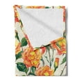 thumbnail image 2 of Rose Soft Flannel Fleece Throw Blanket, Old Style Rose Bouqet with Vivid Season Colors Lift Work, Cozy Plush for Indoor and Outdoor Use, 60" x 80", Cream Orange Green, by Ambesonne, 2 of 5