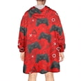 thumbnail image 2 of Wearable Oversized Blanket,Black Controllers Games Symbols Red Pattern Wearable Blanket Hoodie for Adults,Cozy Hooded Blankets with Super Pockets,Super Warm Fuzzy Pullover for Women & Men, 2 of 6