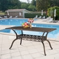 thumbnail image 7 of Tcbosik 59 inch Outdoor Dining Table with 2" Umbrella Hole, Cast Aluminum Patio Table, Rectangle Bistro Table for Garden, Porch, Backyard, Poolside, Bronze, 7 of 7