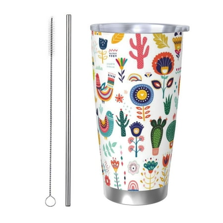 

Tideii Alpaca Flower for 20OZ Car Cup Stainless Steel Cold and Hot Cup with Lid Suitable for Outdoor and Home Unisex-Straw Two-piece Set
