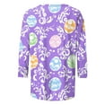 thumbnail image 4 of Odbmxy Easter Tops for Women 3/4 Sleeve Holiday Women T Shirt Summer Vintage Regular Print Casual Purple Shirts, 4 of 5