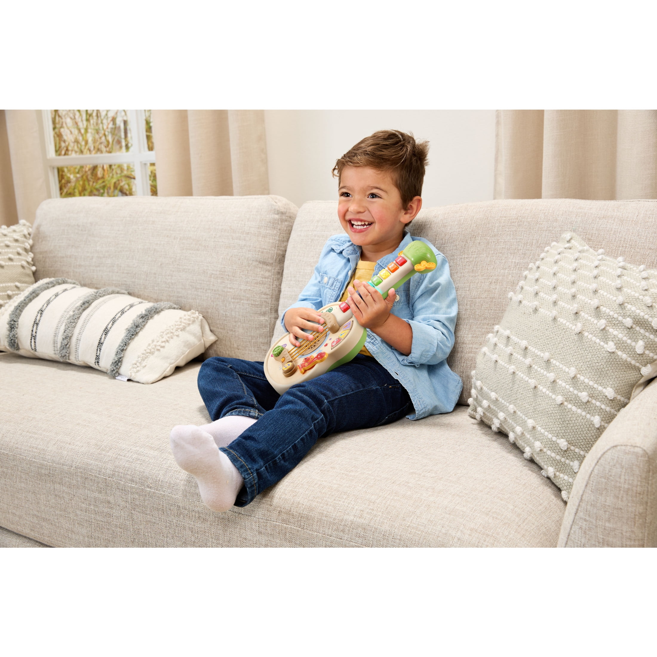 LeapFrog Strum & Count Wooden Guitar Plastic, FSC-Certified Wood Baby and Toddler Toys