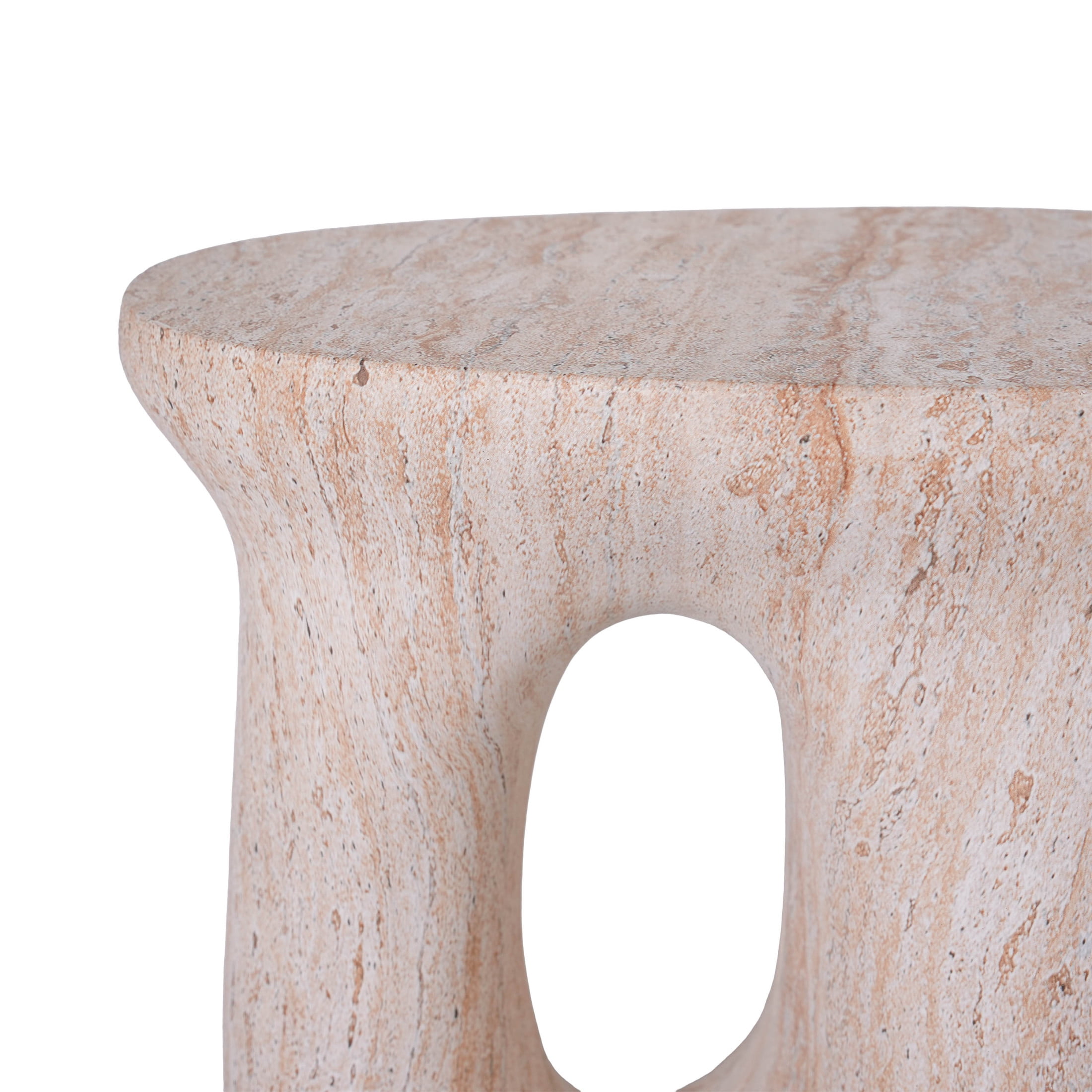 Christopher Knight Home 18.9" U-Shaped MGO Stone Marble Accent Side Table, Indoor Outdoor Use, Beige