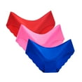thumbnail image 1 of Women Underwear Brief Panties 3PC Non Trace Ice Silk Breathable Midwaist Solid Color Shiusina, 1 of 3
