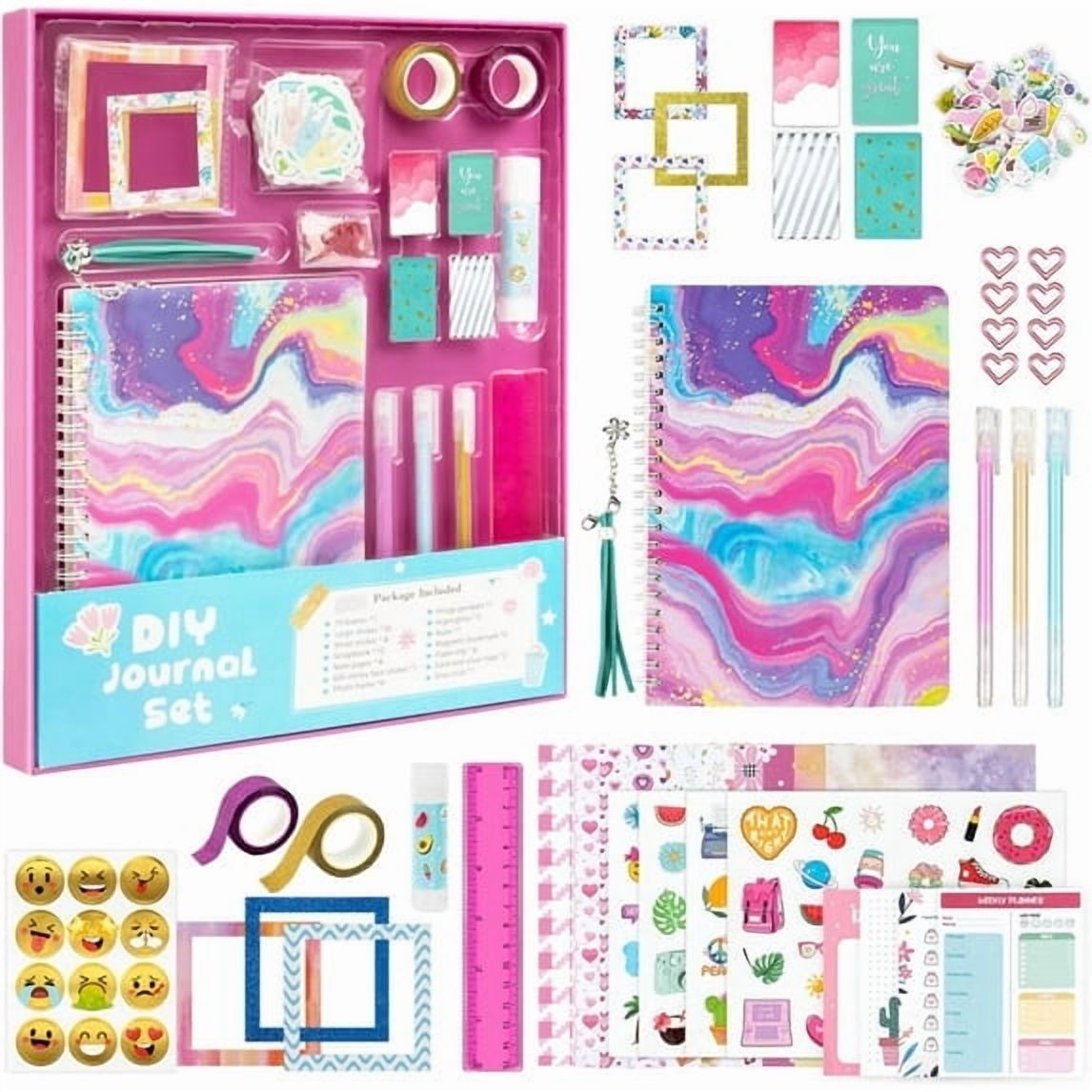 DIY Journal Kit for Girls - DIY Journal Set for Tween & Teen Girls, Stationery Set, Scrapbook & Diary Supplies Set, Journaling Art Crafts Kit, Ideal Gifts for 8 9 10 11 12 13 14 Year Old Girl