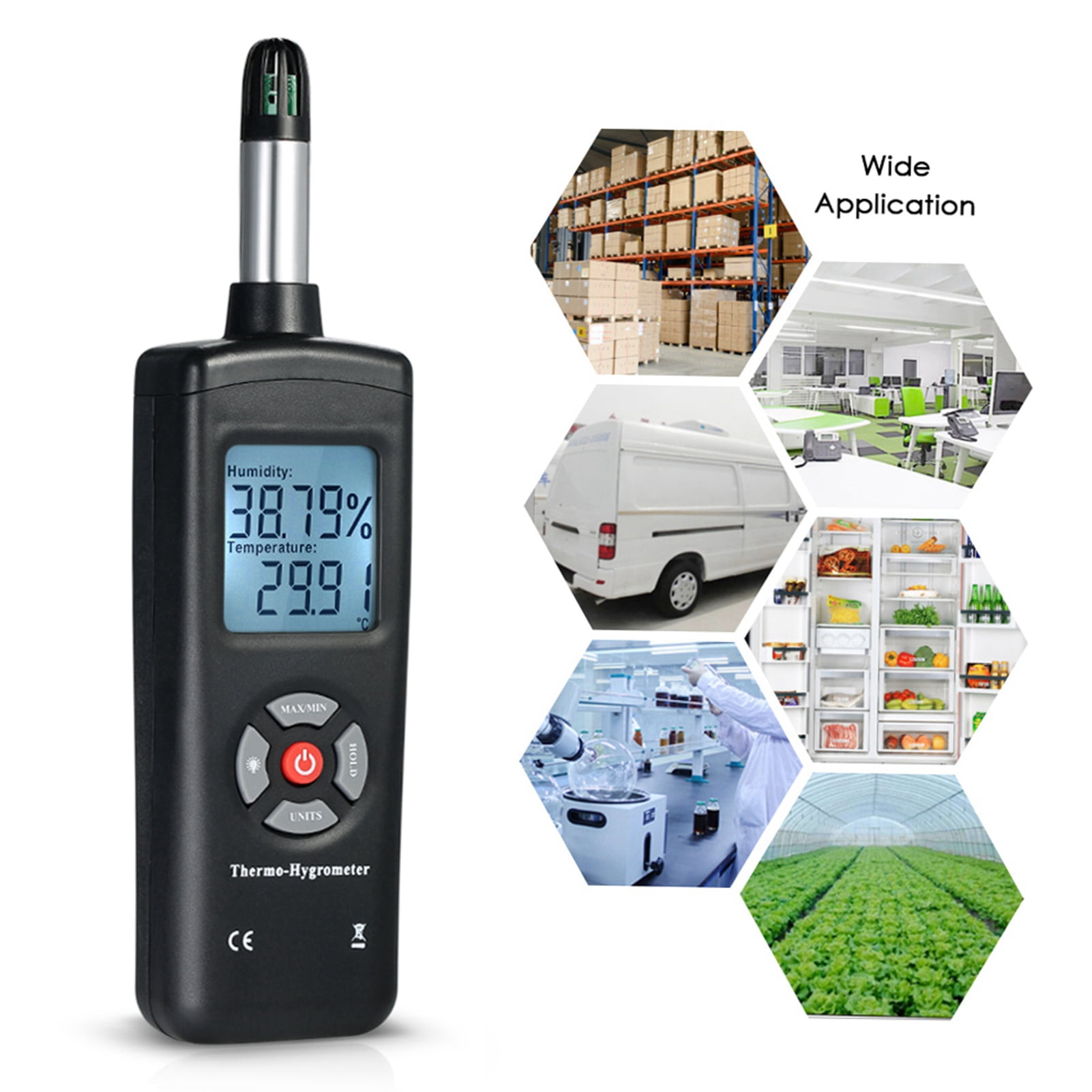 Digital LCD Thermo-Hygrometer Thermometer Hygrometer Temperature & Humidity Meter Psychrometer Wet Bulb Dew Point Temperature Detector
