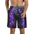 thumbnail image 1 of Balery Purple Plant White Tiger Traje de Baño Estilo Hawaiano para Hombre, Shorts de Secado Rápido con Bolsillos-X-Large, 1 of 6