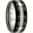 thumbnail image 5 of Stainless Steel Polished Black Ceramic Cz Beveled Edge Ring (Size 13) Made In China sr563-13, 5 of 5