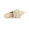 thumbnail image 4 of BLISSFUL STEP Women's Stiletto Heel Mules Pointed Toe Stripe Bow Slip-On Dress Shoes Beige 6, 4 of 7
