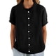 thumbnail image 1 of Camiseta de mujer de cuello redondo, cuello alto y botones, manga corta, lisa, con adornos florales, informal/versátil para cualquier estación, 1 of 5