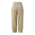 thumbnail image 5 of XFLWAM Women's Cotton Linen Pants Lantern Cropped Tapered Pants Elastic Waist Palazzo Lounge Trousers with Pockets Khaki XXL, 5 of 5
