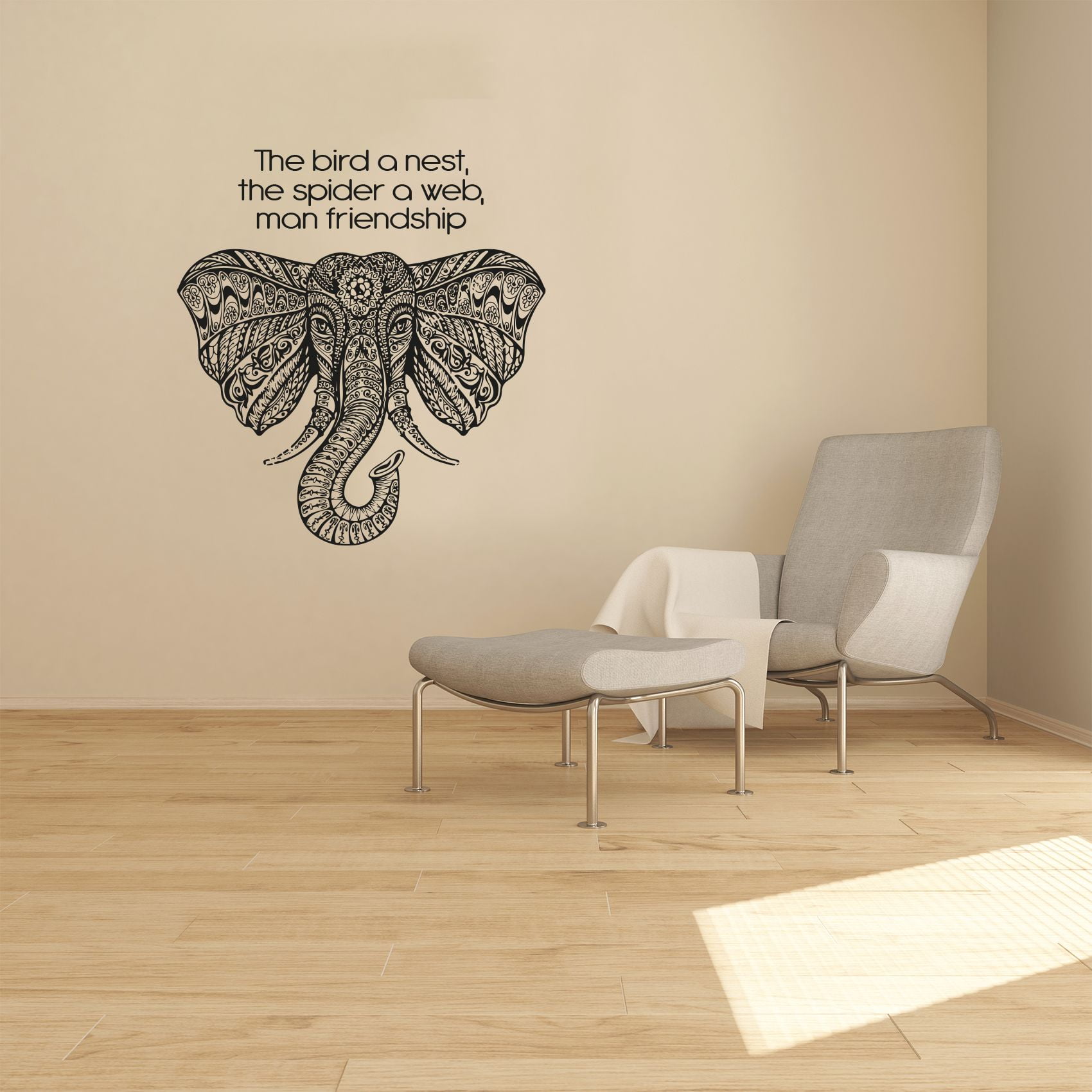 The Bird A Nest The Spider A Web Man Friendship Quote Life Quotes Aztec  Pattern Elephant Design Vinyl Wall Art Sticker Decal Home Kids Room Study  Room Boys Girls Wall Décoration Decor