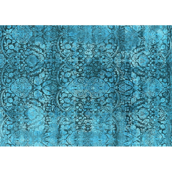 Ahgly Company Indoor Rectangle Oriental Light Blue Industrial Area Rugs, 5' x 7'