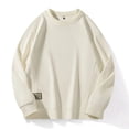 thumbnail image 5 of Sudaderas de cuello redondo para hombre, ropa de primavera, estampado de gofres, camisas de manga larga, ropa de calle, sudaderas con capucha de color liso sin capucha, 5 of 5
