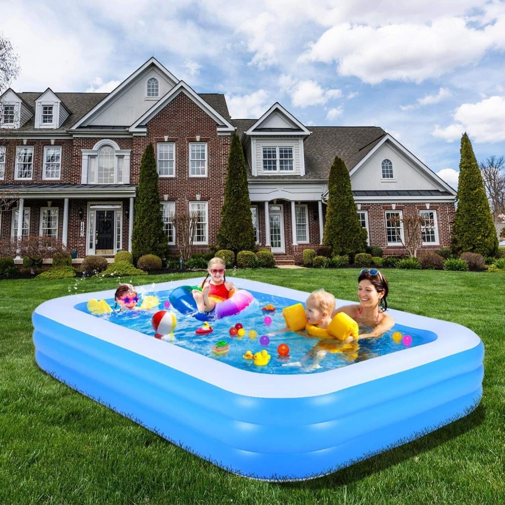 Inflatable Swimming Pool, 106''x70''x24''PVC Three-layer Cuboid Shape Bathtub Full-Sized