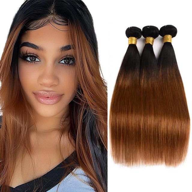 Hair Bundles Biliisyff 1B/30 Ombre Straight Brazilian Remy