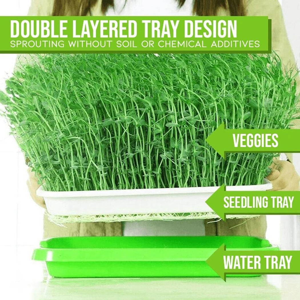 Wuweikeji Hydroponic Microgreens Starter Kit: 2-Layer Plastic Tray (13 x 10.2 x 2 inches) with 10 Paper Sheets - Indoor Sprouting System for Beginners and Advanced Gardeners