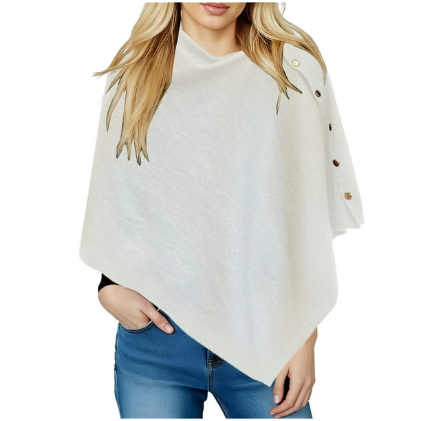 Capa larga con botones para mujer, chal para mujer, chal tejido, cárdigan, capa de lana, tops con hombros descubiertos, chales, bufanda, chal de color liso para mujer, ropa para muñecas