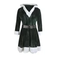 thumbnail image 5 of Disfraz de señora Claus para mujer, vestido de Papá Noel navideño, vestido mini de terciopelo rojo con hombros descubiertos y corte en A, traje de cosplay, 5 of 5
