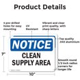 thumbnail image 2 of (2 Pack) Clean Supply Area OSHA Notice Sign 10 Inch X 7 Inch Indoor / Outdoor Rust-Free Aluminum Metal Signs for Workplace, Workshop, and Construction Site, Made in the USA, 2 of 8