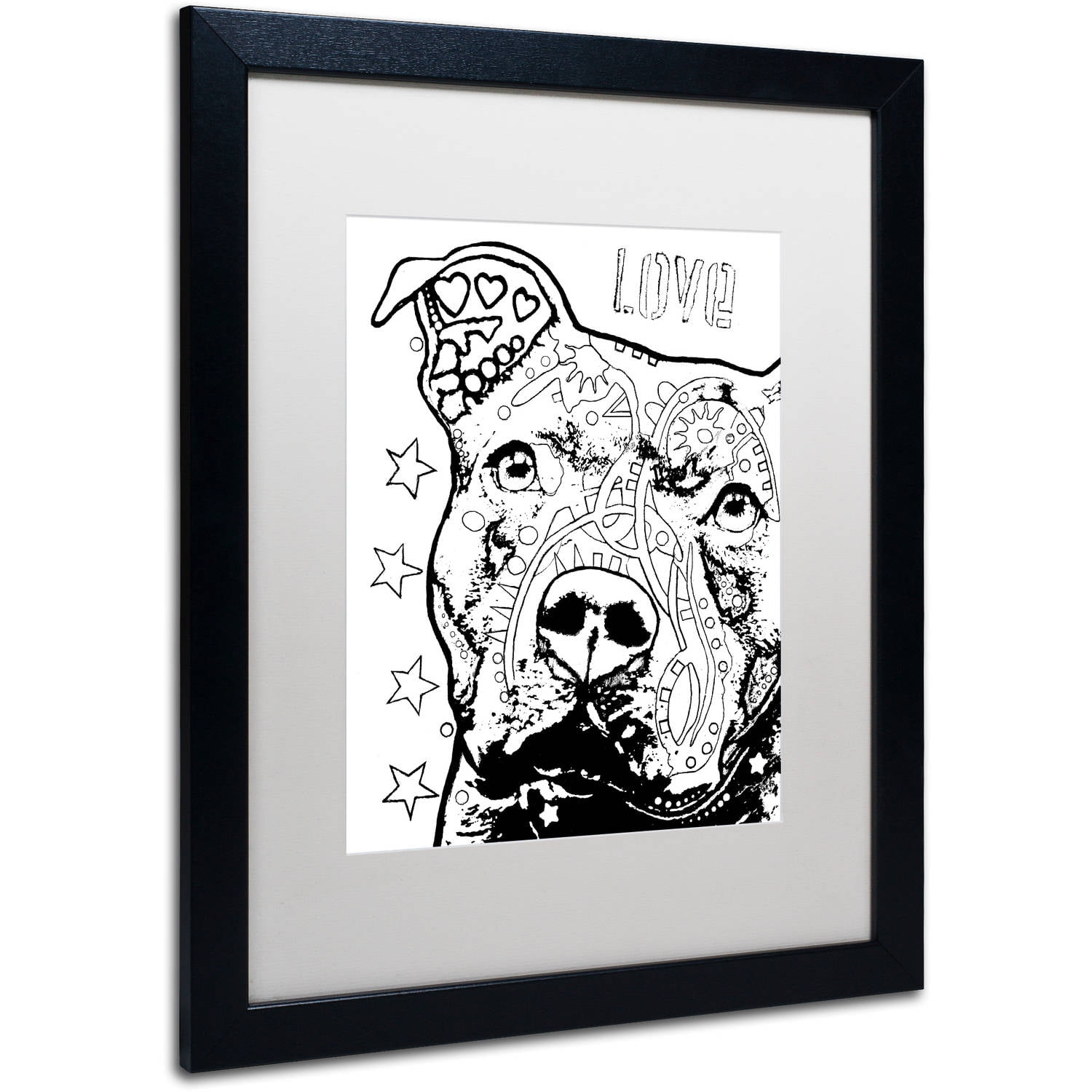 Trademark Fine Art "Thoughtful Pitbull CB 1" Canvas Art by Dean Russo, White Matte, Black Frame