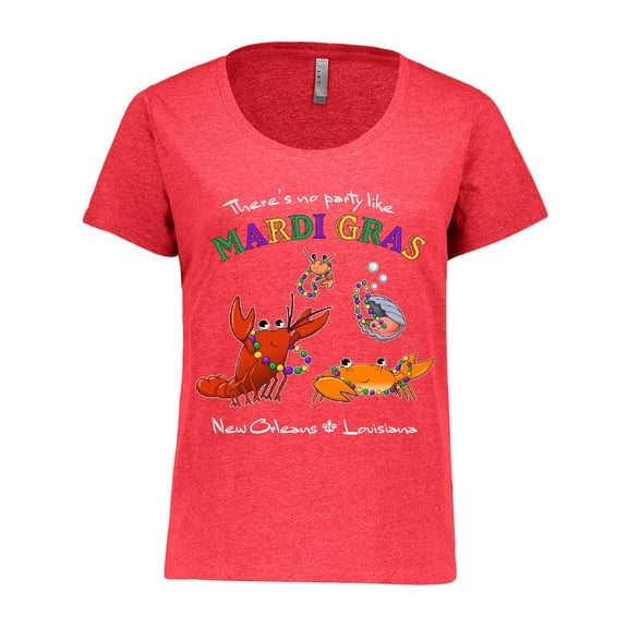 Inktastic There's No Party Like Mardi Gras with Partying Seafood Women's Plus Size T-Shirt