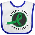 thumbnail image 3 of Inktastic Cerebral Palsy Awareness Green Ribbon Badge Boys or Girls Baby Bib, 3 of 4